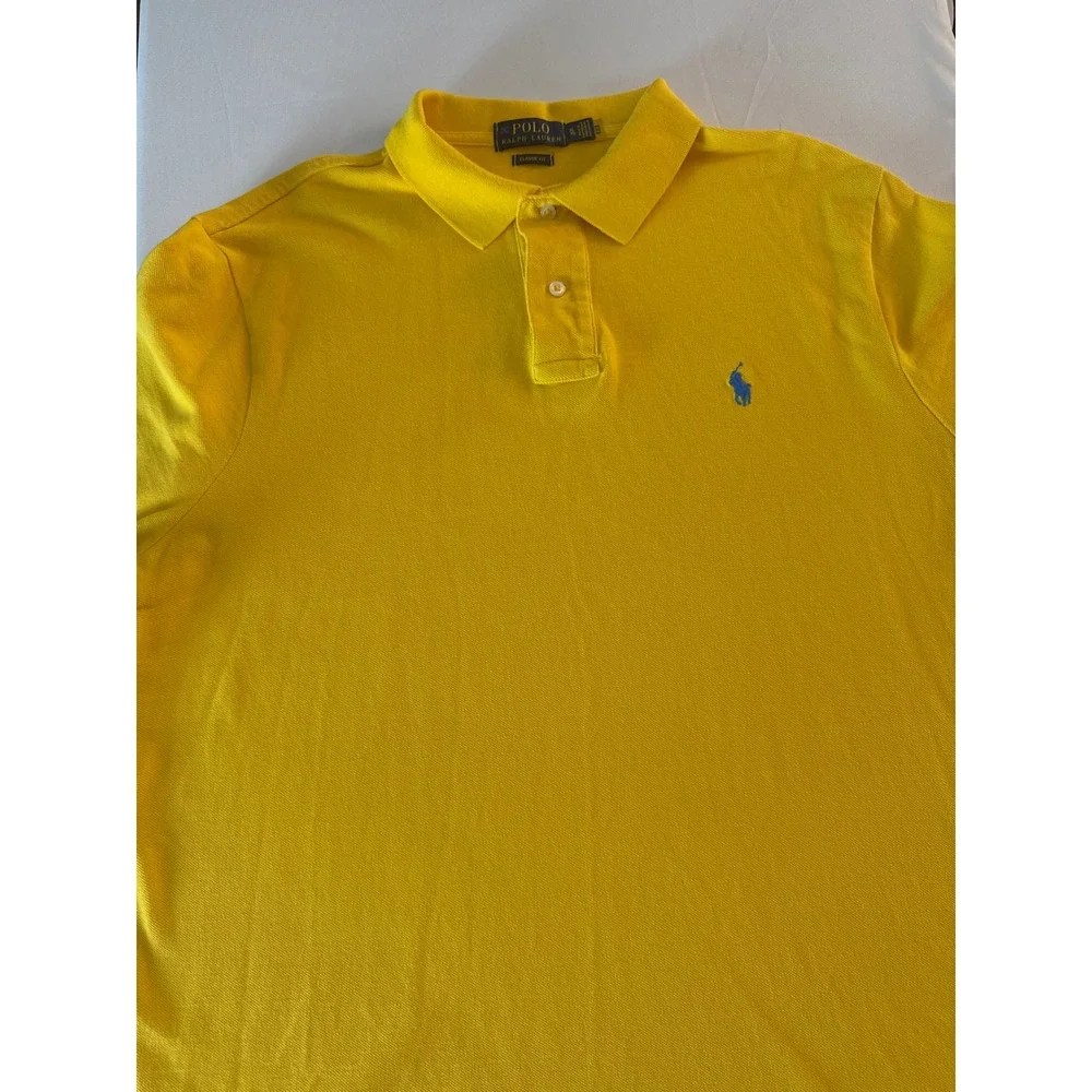 Polo Ralph Lauren Mens XL Yellow Classic Fit Short Sleeve Pique Polo Shirt
